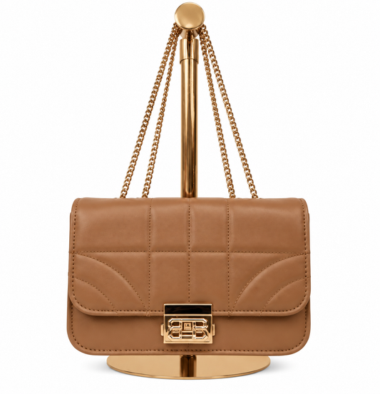 Bolso Capitonado Camel Cuero – bolso Infinita